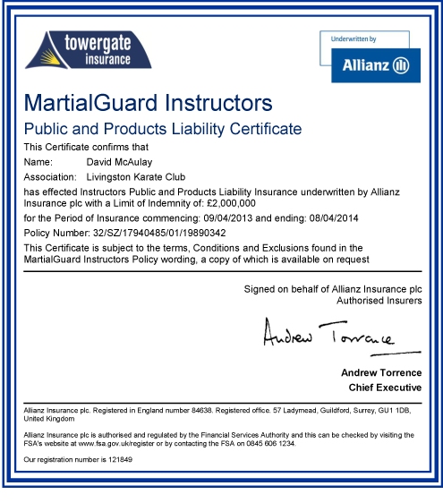 Dave McAulay Instructors Certificate